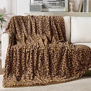 GALMAXS7 Cheetah Throw Blanket, Double-Sided Plush Fluffy - Luxury Faux Fur Leopard Print Blanket, Soft and Cozy Room Decor (60x80 Inches, Brown)