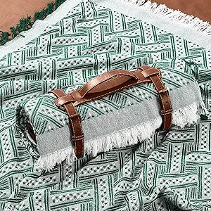 VitalCozy Waterproof Picnic Blankets 7171 inch Outdoor Blanket Foldable 2 in 1 Double Layer Sandproof Beach Mat with Carry Strap for Camping Lawn Park Beach Grass(Green)