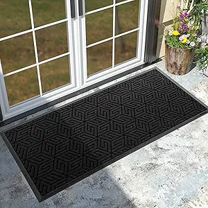 Yimobra Large Door Mat 47x24, All-Weather Waterproof Outdoor Mats for Front Door, Non Slip Rubber Doormat for Patio Proch Outside Entryway Indoor, Black
