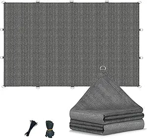 90% 8x20ft Sun Shade Cloth with D-Rings, Breathable Sun Shades Outdoor Patio with Reinforced Webbing at Every D-ring and Corner200GSM Pergola Shade Cover for Patio, Garden, Deck & Backyard (Gray)
