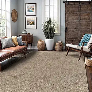 Area Rug 5x7 Beige Washable Indoor Rug Ultra Plus 0.75 in Thick Pile Solid Non Slip Easy to Clean Non Shedding Indoor for Living Room Bedroom Kitchen Dining Room or Hallway (5 X 7 Beige)