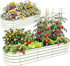 2Pack 17" Tall Galvanized Raised Garden Bed Kits, 10-in-2 Modular Metal Planter Box for Vegetables Fruits Flowers Herbs, 8x2|2X2FT Rust Resistant Outdoor Garden Bed for Patio Backyard