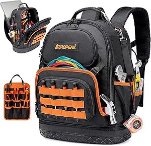 96-Pocket Hvac Tool Backpack Heavy Duty, Electrician Tool Bag Backpack for Men Women, Hvac Tool Bag Organizer, Large Tool Backpack with Laptop Compartment & Molded Base for Construction