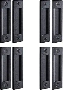 Wright Products Barn Door Handles Set - Matte Black Sliding Barn Door Hardware Kit, 4 Pack