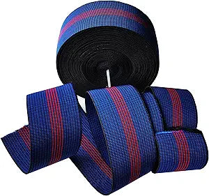 70 Ft Heavy Duty Sofa Elastic Webbing,Contiunous Long Durable Strong Elasticity Dark Blue and Red,2.76" Wide,Upholstery Webbing,Couch Sitting Belt Replacement,Upholstery Materials Elasbelt (70)