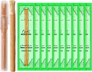 Miswak (Traditional Natural Toothbrush) (10 Pack) Sewak Al Salah with Miswak Holder (Mint)