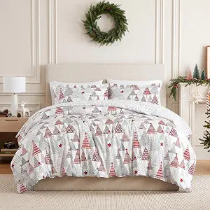 Southshore Fine Living, Inc. Christmas Bedding, Twin Size Duvet Cover with Pillow Sham, Reversible Holiday Bedding Set, 2-Sided Chistmas Duvet Cover Twin/Twin XL - Christmas Tree Print