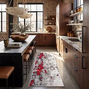 SAFAVIEH Adirondack Collection Runner Rug - 2'6" x 6', Red & Grey, Modern Abstract Design, Non-Shedding & Easy Care, Ideal for High Traffic Areas in Living Room, Bedroom (ADR134Q)