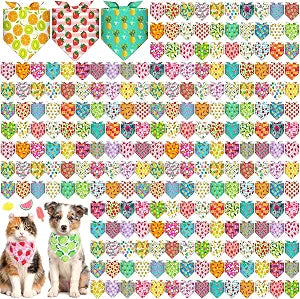 Aliceset 240 Pcs Summer Hawaiian Dog Bandana Bulks Fruit Tropical Aloha Pattern Colorful Dog Kerchief Set Bibs Triangle Pet Scarf Soft Gifts Daily Cat Costume Accessories for Small and Medium Puppy