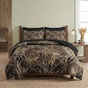 Nesker 7 Pcs Comforter Set Queen Size, Hunting Camo Bedding Set for Kids and Adults, Vintage Woodland Camping Bed Sheet Sets with Fitted Sheet 2 Pillowcases & 2 Shams