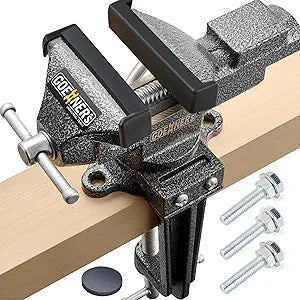 Dual-Purpose Combined Universal Vise 3.3" with 360 Swivel Base, Bench Vise or Table Vise Clamp-On with Quick Adjustment, Movable Home Vice for Woodworking