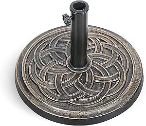 HealSmart 24.2 lbs Heavy Duty Umbrella Base 17.72" Round Patio Umbrellas-Stand for Outdoor, Lawn and Garden, Bronze