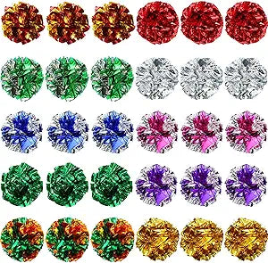 Silkfly 400 Pcs Polyester Film Crinkle Balls Cat Toys 2.36" Interactive Crinkle Ball, Colorful Balls Chew Toy for Cat Chase Ball Toys Attract Cats for Indoor Cats and Kittens to Keep Fit and Active