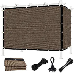 KANAGAWA 90% Sun Shade Cloth 6'X 12' Mocha Pergola Shade Cover Canopy with Grommets Shade Tarp Sun Shades Outdoor Patio for Porch Pergola & Carport Use