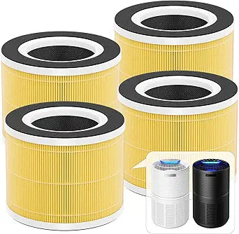 4 Packs RP-AP088 Replacement Filters Compatible with RENPHO RP-AP088B, RP-AP088, RP-AP088W Air Cleaner Purifiers (Medium Room), Part Number RP-AP088-F1, RP-AP088-F2