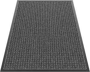 Sturdy Front Door Mat Outside Entrance, 4' x 3' All-Season All-Weather Doormat Waterproof, Stain and Fade Resistant, Natural Rubber Indoor Outdoor Welcome Door Mat Trap Dirt