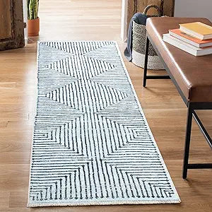 Bloom Rugs Caria Washable Non-Slip 7 ft Runner - Ivory/Black Striped Runner for Entryway, Hallway, Bathroom, and Kitchen - Exact Size: 2'6" x 7'
