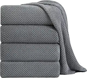 Extra Large Bath Towel Sheet Set 35x70 Inches - Oversized Highly Absorbent Towels Set,Jumbo Microfiber - Quick Dry, Lightweight,Super Soft for Bathroom,Hotel,SPA,Pack of 4 (Gray)