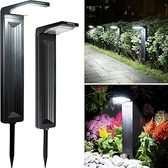 Cool White Solar Pathway Lights 2 Pack - Ultra Bright Waterproof Outdoor Solar Lights for Yard, Walkway & Driveway - LED Landscape Path Lights - Energy Saving Solar Powered Lights