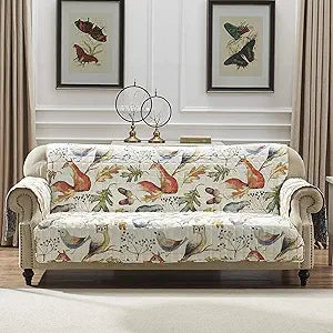 Greenland Home Willow Reversible Slipcover - Furniture Protector - Sofa - Natural