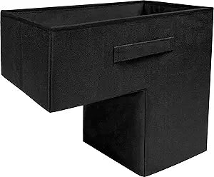 L-Shape Stair Organizer (Black) - Foldable, Water-Resistant, Staircase Basket with Handles, Stair Basket for Carpeted and Wooden Stairs
