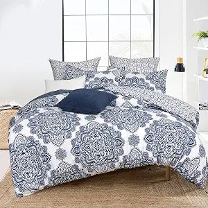 PHF Ultra Soft Paisley Duvet Cover King Size, 104"x90", Royal Blue & White