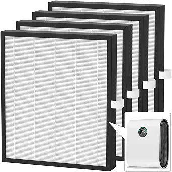4 Packs KJ217 Replacement Filters Compatible with Mooka KJ217 Air Cleaner Purifier, 3-in-1 H13 True HEPA Filter and Activated Carbon Filter