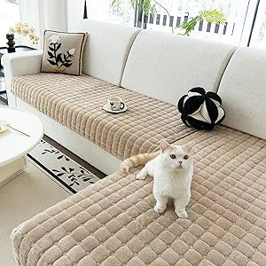 Velvet Sofa Cover(Khaki, 2PCS, 35.4"47.2"+35.4"71")