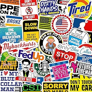 200 PCS Hard Hat Stickers for Adults (No Duplicates) Sarcastic, Meme, & Funny Stickers for Water Bottles, Toolbox, Helmet, & Hard Hat Accessories  Ideal for All Blue Collar Workers