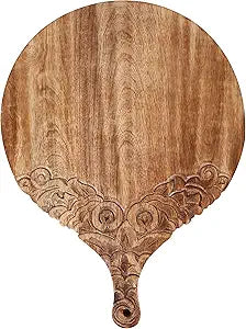 VERSAINSECT nd carved round Chopping & Serving Tray for kitchen, dining table and outdoor SIZE 17x12.5x0.95 inch