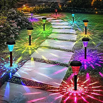 TISEJOY Solar Pathway Lights Outdoor Waterproof 12 Pack Color Changing Garden Light for Yard Patio Driveway Walkway Lawn Landscape Lighting for Outdoor 4th of July Decorations