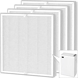 4 Packs E-300L True HEPA Replacement Filter Compatible with MOOKA and MOOKA Family E-300L Air Cleaner Purifier for Large Room, H13 True HEPA and Activated Carbon Filter