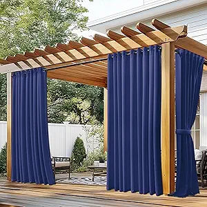 Royal Shade Waterproof Outdoor Curtains 300GSM for Patio, Premium Privacy Outside Weatherproof Curtains, Grommets Top for Porch Pergola Deck Backyard Balcony - 54'' W x 95'' L, Blue, 2 Panels