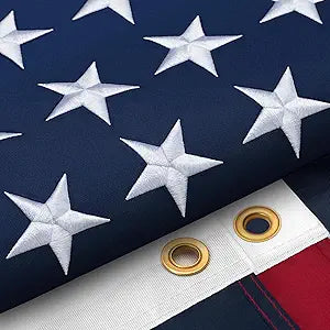 American Flag 5x8Ft for Outside, Long Lasting, Heavy Duty Nylon, Fade Resistant, High Wind US Outdoor Flags with Embroidered Stars, Sewn Stripes, Brass Grommets