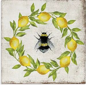 Stupell Industries Lemon Bee Wreath Country, 24 x 24 Inch Canvas Wall Art