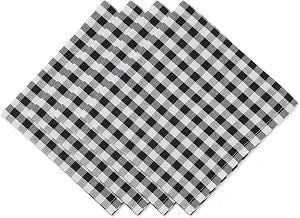 DII Cotton Napkin Set Machine Washable Everyday Basic, 20x20, Black & White Gingham, 4 Count