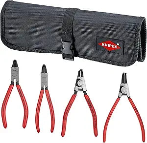 Knipex 9K 00 19 54 US 90 Circlip Snap-Ring Pliers Set in Pouch (4 Piece)