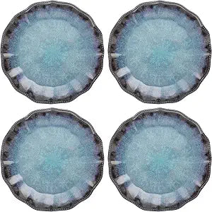 Karma, 10.75 inches Melamine Dinner Plates Set of 4, Reusable Dishwasher Safe Plates for Outdoor and Indoor, Olivia Blue