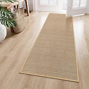 Lahome Farmhouse Carpet Runners for Hallway 6ft, 2x6 Washable Runner Rug Non Slip for Entryway Indoor, Neutral Non Shedding Kitchen Mats for Floor Entry Bathroom, Beige
