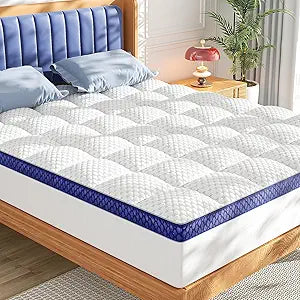 BEDELITE Twin Mattress Topper 3 Inch Thick Mattress Pad, Plush Pillow Top Bed Cover with Elastic Deep Pockets Up to 6-24 Inch for Pressure Relief, Shredded Memory Foam Filling