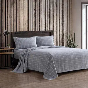 Eddie Bauer - Queen Bed Sheets, Cotton Flannel Bedding Set with Matching Pillowcases, Brushed for Extra Softness, Deep Pocket, Oeko-Tex Certified (Great Plains Plaid Grey)