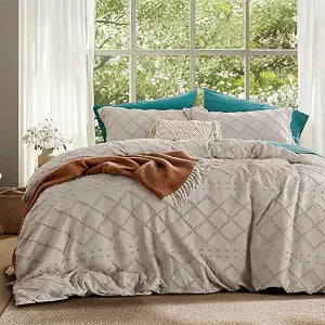 Bedsure Boho Oversized King Duvet Cover - Linen Breathable & Soft Boho Bedding, Machine Washable Comforter Cover for All Seasons, Includes 1 Duvet Cover 120"x98" with 2 Pillow Shams & Zipper Closure