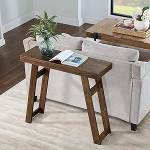 Alaterre Furniture Lawas Solid Wood Console Table - 36 Inch Modern Farmhouse Small Entryway Table - Easy Assembly Living Room Furniture for Behind The Couch, Entryway, or Hallway (Brown)