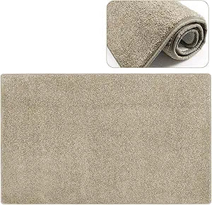 PURE ERA Carpet Stair Tread Landing Mat Tape Free Self Adhesive Non Slip Skid Resistant Indoor Doormat Area Rug Floor Mat for Kitchen Bathroom Workstations Washable 2' X 3' (Cream Grey)