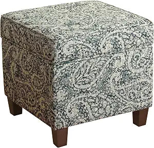 HomePop 18" Classic Square Storage Ottoman - Gray Paisley Blue
