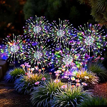 Solar Lights Outdoor, 120LED 6pack Fairy Garden Lights Decor for Outside Fireworks Lights Solar Powered for Yard, Patio, Pathway, Walkway, Balcony,Multicolor