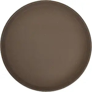 Winco 14" Brown Round Fiberglass Glass Tray