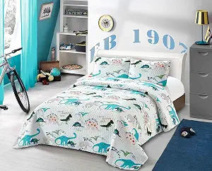 Collection Bedspread Coverlet Kids/Teens Variety Dinosaurs White Green Blue Orange New # Dinosaur Two (Twin)