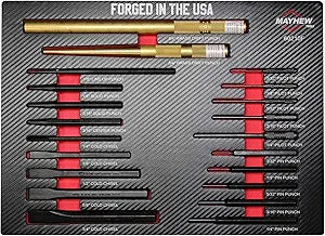 Mayhew Tools 60210F Punch and Chisel Set, 21-Piece with Foam Block, Straight, Pointed, Tool Steel