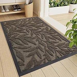 Smiry Front Door Mat Indoor Outdoor Entrance, Heavy Duty Natural Rubber, Trap Dirt and Moisture, Non-Slip Doormats, Low Profile, Easy Clean Patio Porch Entryway Mat, 47x17, Brown